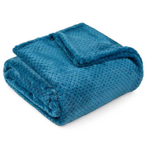 PAVILIA Turquoise Blue Throw Blanket for Couch, Twin Bed, Soft Fleece Throws for Sofa Chair, Fuzzy Waffle Textured Blanket, Cozy Warm Lightweight All Season Blanket Throw, 60x80