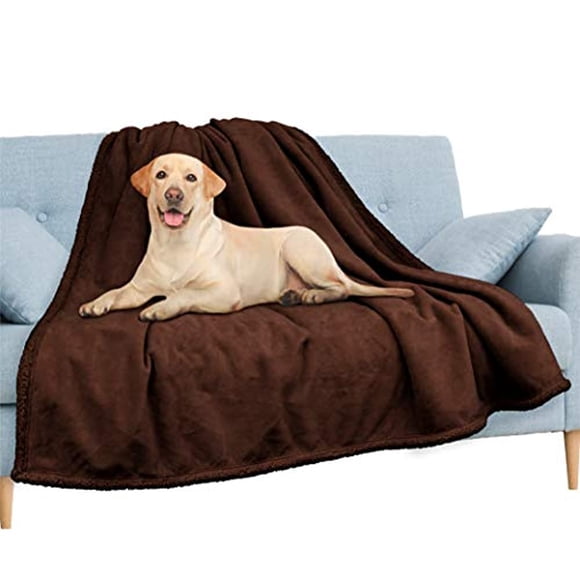 PAVILIA WATERPROOF Blanket For Couch, Sofa | Waterproof Dog Blanket for Large Dog, Puppy, Cat | Pet Blanket Protector | Plush Soft Warm Fuzzy Sherpa Blanket Bed Throw, Brown, 60x80