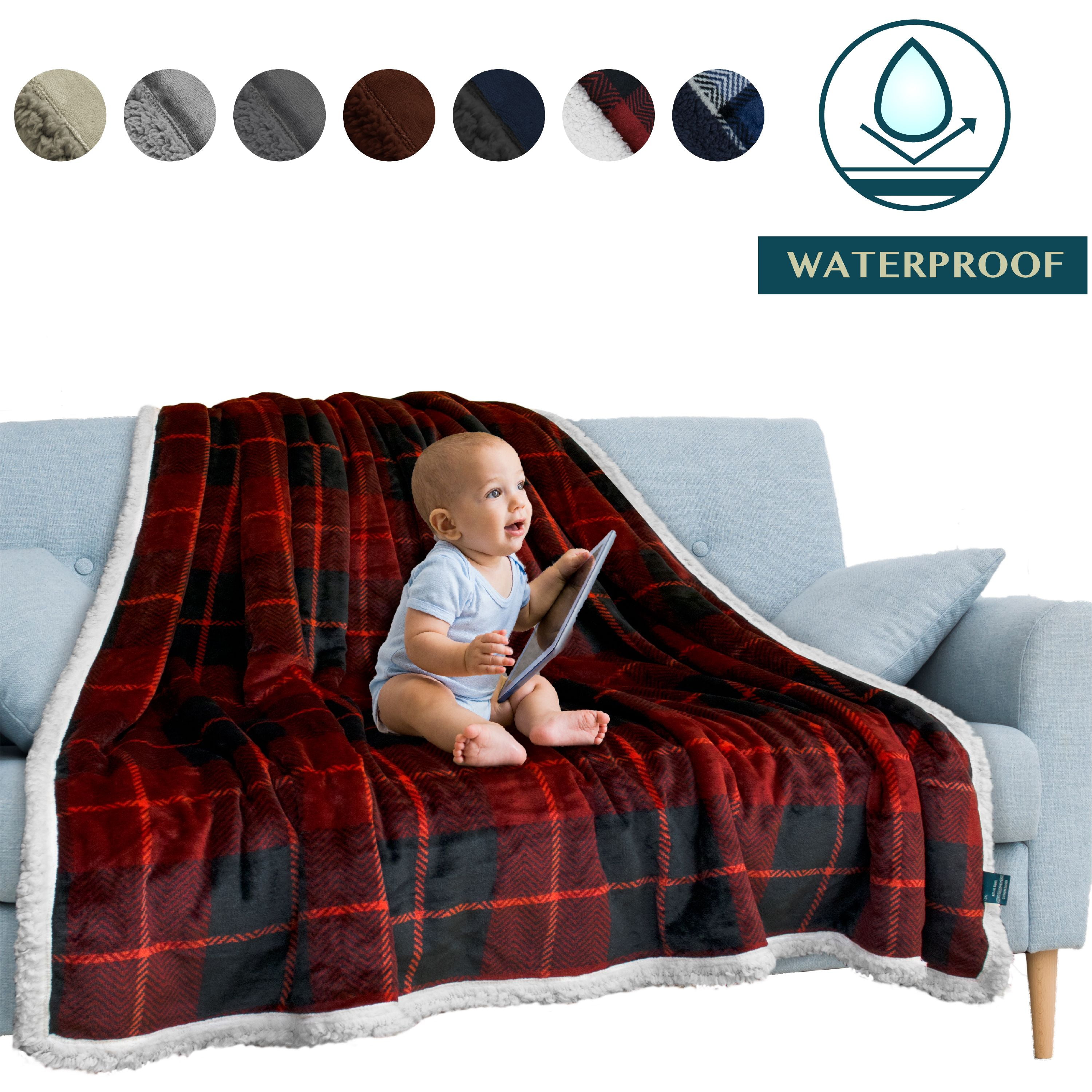 Plaid Red Sherpa Fleece Reversible Twin Blanket