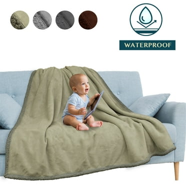 PAVILIA WATERPROOF Blanket For Couch, Sofa | Waterproof Dog Blanket for Large Dog, Puppy, Cat | Pet Blanket Protector | Plush Soft Warm Fuzzy Sherpa Blanket Bed Throw, Taupe, 60x80
