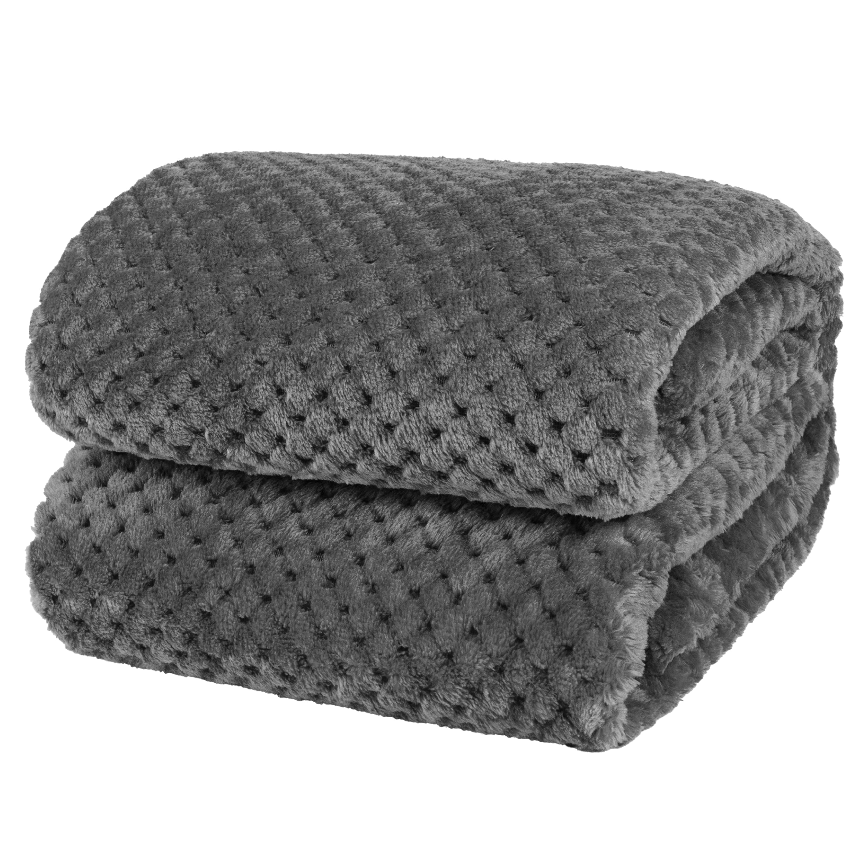 PAVILIA Premium Flannel Fleece Waffle Textured Throw Blanket Dark Gray 60x80 Walmart