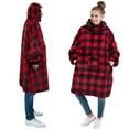 thumbnail image 1 of PAVILIA Wearable Blanket Hoodie for Women Men, Oversized Hoodie Sweatshirt Blanket, Hooded Sweater Blanket Neck Warmer, Fleece Soft Hug Sleep Pod Adult, Cozy Warm Plush Gift Idea Mom Wife, Checker Red, 1 of 7