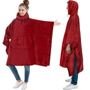 PAVILIA Wearable Blanket Poncho for Women Men, Oversized Hoodie Sweatshirt Poncho Blanket, Hooded Sweater Wrap Cape Neck Warmer, Fleece Soft Hug Sleep Pod Adult