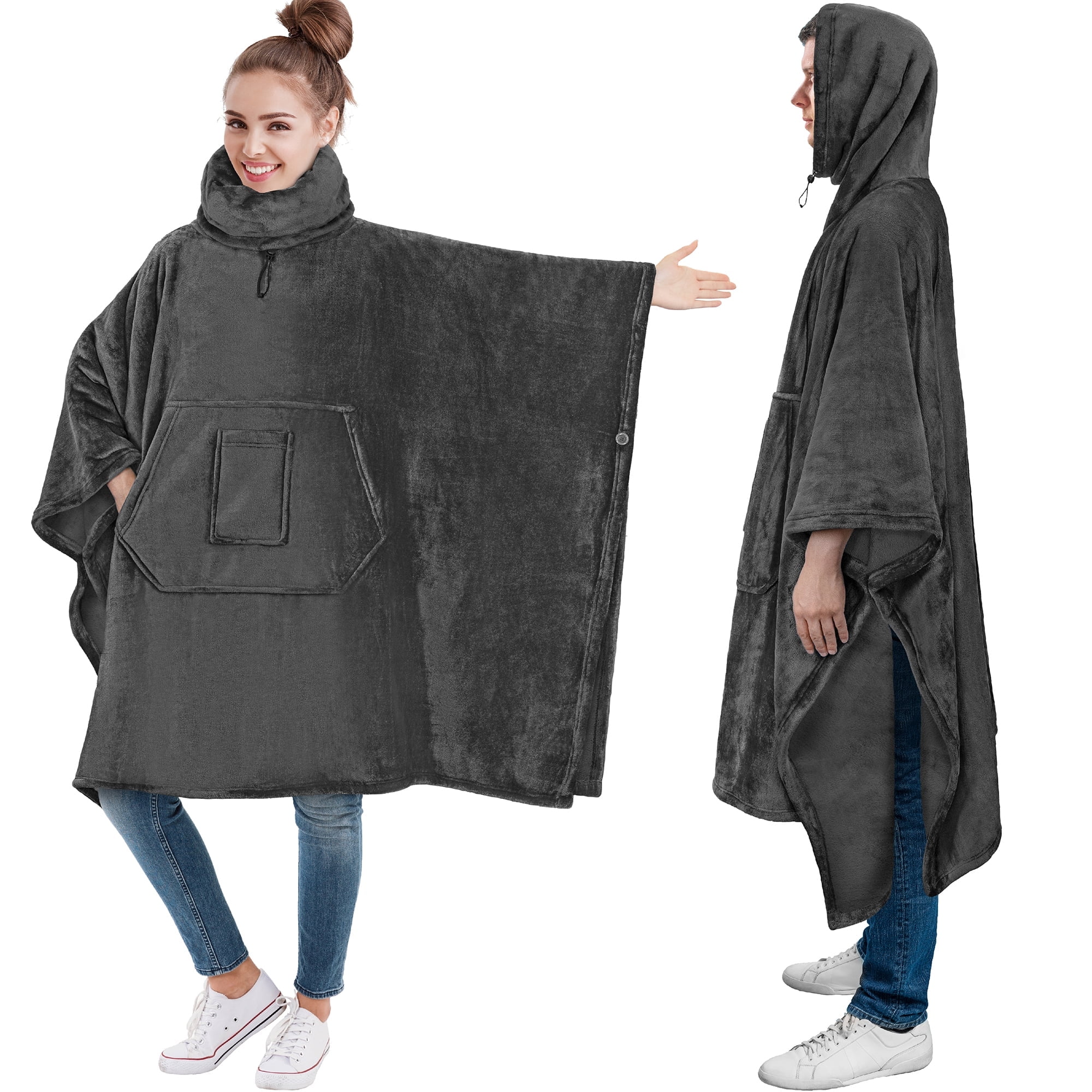 PAVILIA Wearable Blanket Poncho for Women Men, Oversized Hoodie