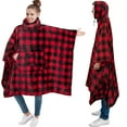 thumbnail image 1 of PAVILIA Wearable Blanket Poncho Women Men, Oversized Hoodie Sweatshirt Poncho Blanket, Hooded Sweater Wrap Cape Neck Warmer, Fleece Soft Hug Sleep Pod Adult, Cozy Warm Gift Ideas Sister, Checker Red, 1 of 7