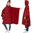 thumbnail image 1 of PAVILIA Fleece Wearable Blanket Poncho, Oversized Hoodie Adults, Dark Red, 1 of 7