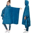thumbnail image 1 of PAVILIA Fleece Wearable Blanket Poncho, Oversized Hoodie Adults, Teal Blue, 1 of 7