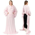 thumbnail image 1 of PAVILIA Wearable Blanket with Sleeves for Adult Women Men, Cozy Fleece Warm Wrap Throw Blanket with Arms, Pocket, Gifts for Christmas, Wife, Pink, 1 of 9