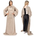 thumbnail image 1 of PAVILIA Wearable Blanket with Sleeves for Adult Women Men, Cozy Fleece Warm Wrap Throw Blanket with Arms, Pocket, Gifts for Christmas, Wife, Taupe, 1 of 9