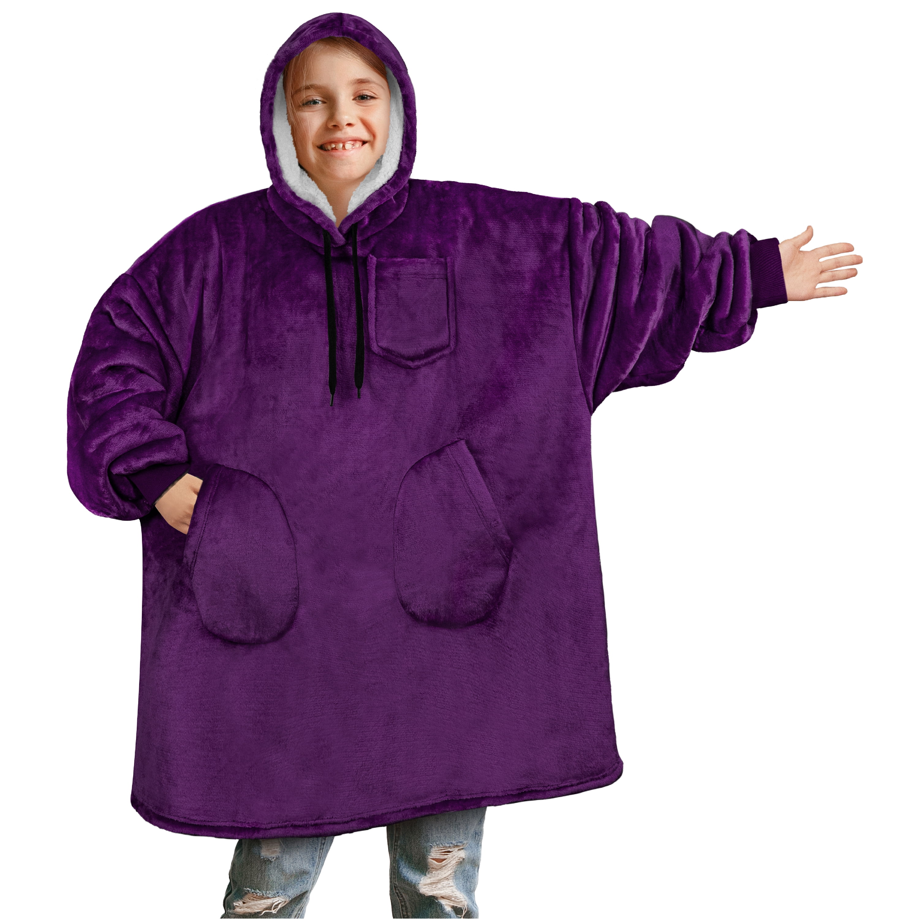 Kids Unisex Winter Warm Double Layers Hoodies Blanket