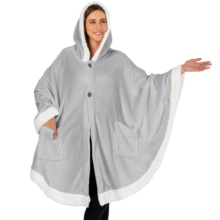 PAVILIA Angel Hooded Blanket Poncho, Plush Sherpa Fleece Cape