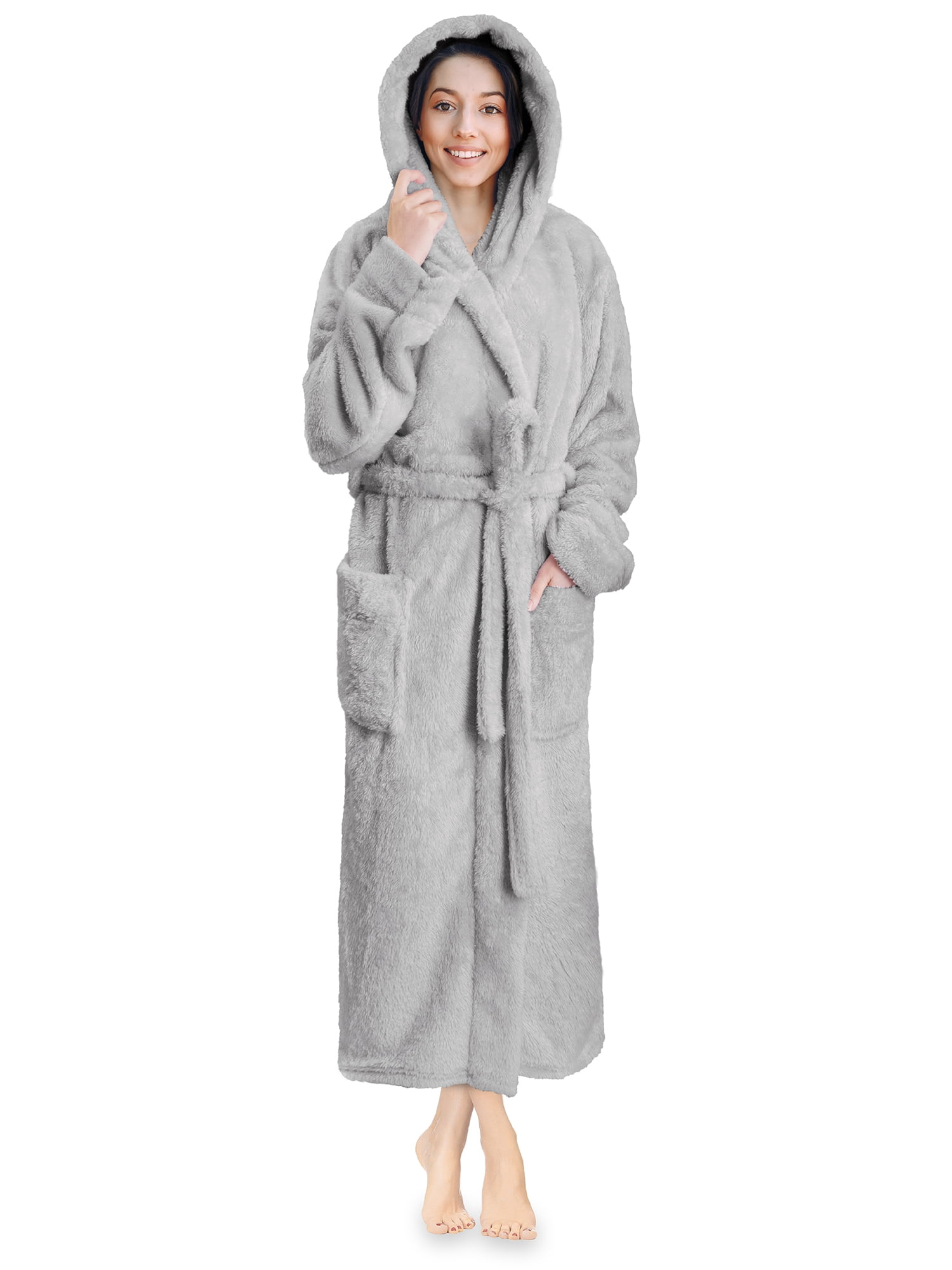 HEARTNICE Womens Hooded Fleece Robe, Thick Warm Plush Bathrobe for