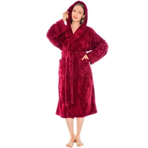 Fuzzy Red Robe Pavilia Plush Hooded Robe Large-X-Large, Buffalo Plaid Red Black, Soft ...