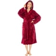 thumbnail image 1 of PAVILIA Women Hooded Plush Soft Robe | Fluffy Warm Fleece Sherpa Shaggy Bathrobe (S/M, Wine Red), 1 of 7