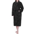 thumbnail image 1 of PAVILIA Plush Robe for Women, Soft Fleece Long Spa Robe, Ladies Bathrobe with Pockets, Warm Fuzzy Housecoat, Black, S/M, 1 of 8