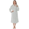 thumbnail image 1 of Women's Waffle Textured Satin Trim Fleece Robe (Light Gray, S/M), 1 of 7