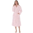 thumbnail image 1 of PAVILIA Plush Robe for Women, Soft Fleece Long Spa Robe, Ladies Bathrobe with Pockets, Warm Fuzzy Housecoat, Pink, L/XL, 1 of 8
