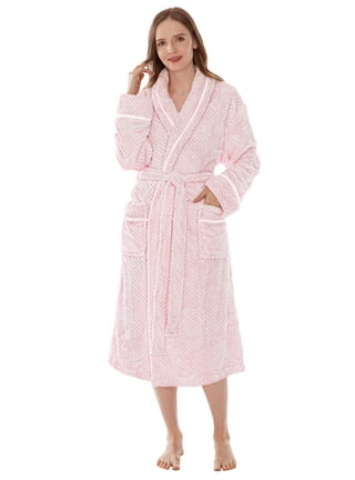 PAVILIA Soft Plush Women Fleece Robe, Black Cozy Bathrobe, Female Long Spa  Robe, Warm Housecoat, Satin Waffle Trim, S/M