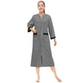 thumbnail image 1 of PAVILIA Women Zipper Robe, Loungewear Dress Lightweight Sleepwear Housecoat Nightgown Long Bathrobe, Contrast Trim Jersey Robe with Pockets (Gray, Large-X-Large), 1 of 2