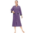 thumbnail image 1 of PAVILIA Women Zipper Robe, Loungewear Dress Lightweight Sleepwear Housecoat Nightgown Long Bathrobe, Contrast Trim Jersey Robe with Pockets (Purple, 2XL-3XL), 1 of 2
