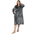 thumbnail image 1 of PAVILIA Womens Housecoat Zip Robe, Fleece Zip Up Front Robe Bathrobe, Plush Warm Zipper House Coat Lounger for Women Ladies Elderly with Satin Trim, Pockets, Long - Dark Gray (Large/X-Large), 1 of 10
