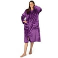thumbnail image 1 of PAVILIA Womens Housecoat Zip Robe, Fleece Zip Up Front Robe Bathrobe, Plush Warm Zipper House Coat Lounger for Women Ladies Elderly with Satin Trim, Pockets, Long - Purple (Large/X-Large), 1 of 10