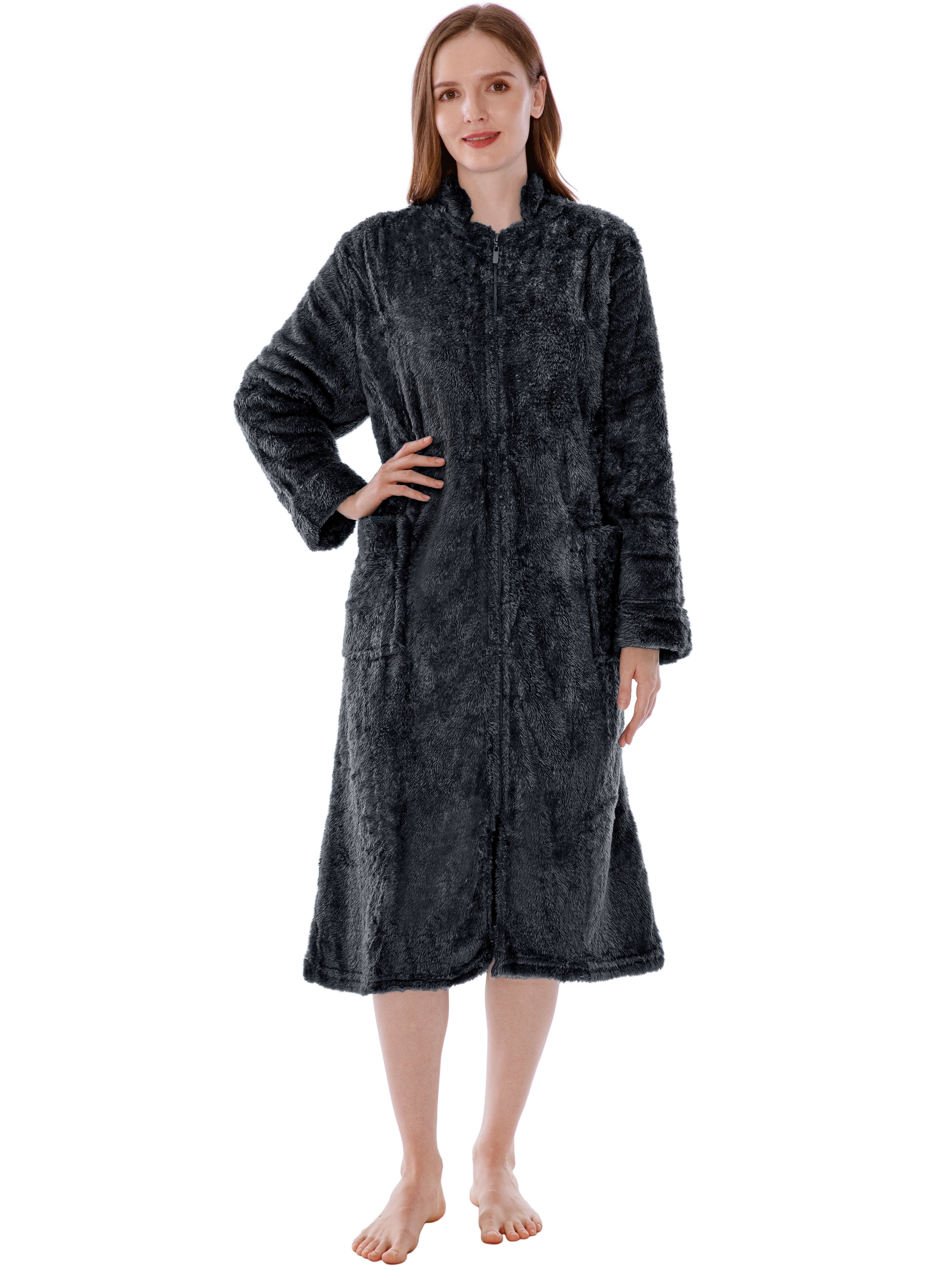 Adult's Fleece Zip Up Dressing Gowns - Donann