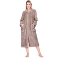 thumbnail image 1 of PAVILIA Womens Housecoat Zip Robe, Sherpa Zip Up Front Robe Bathrobe, Fuzzy Warm Zipper House Coat Lounger for Women Ladies Elderly with Pockets, Fluffy Fleece Long - Beige Taupe (Large/X-Large), 1 of 10