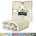 thumbnail image 1 of PAVILIA melange Sherpa Blanket Throw Twin Size Cream Beige | Soft, Fluffy, Microfiber Fleece Blanket for Couch Sofa | Warm Fuzzy Luxury Modern Plush Blanket,60x80 Inches, 1 of 9