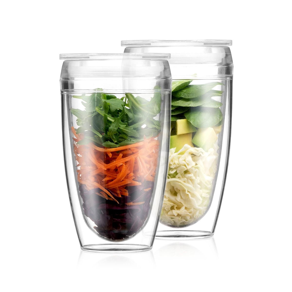 PAVINA TO GO DOUBLE WALL TUMBLER WITH LID AND STRAW, 13.5 OZ, PLASTIC, WHITE