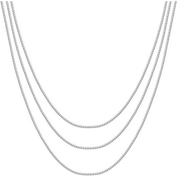 PAVOI 14K Gold Plated 925 Sterling Silver Necklace for Women Box | Modern Triple 14K White Gold Plated Necklace | 1.1mm Thick | Gold Jewelry for Women | White Gold