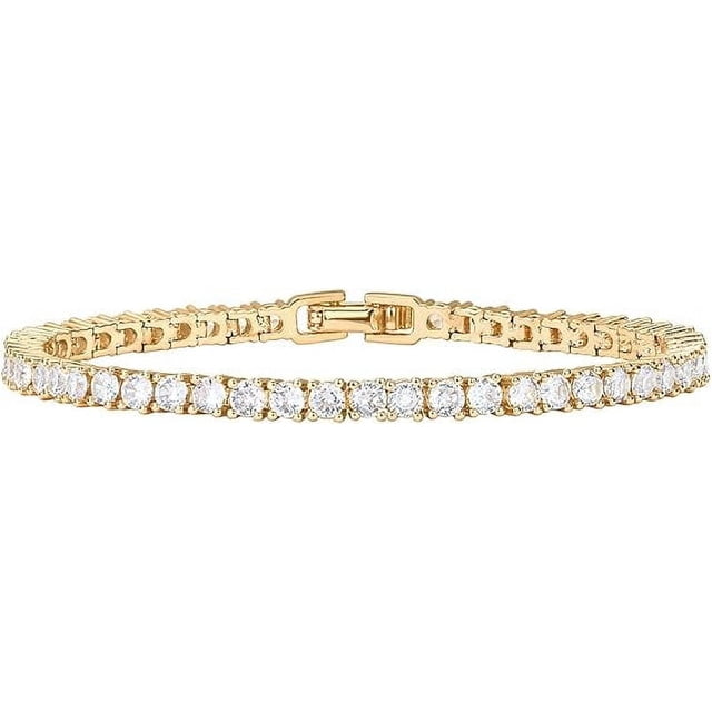 PAVOI 14K Gold Plated Cubic Zirconia Classic Tennis Bracelet | Yellow ...