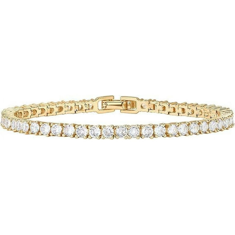 PAVOI 14K Gold Plated Cubic Zirconia Classic Tennis Bracelet