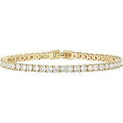 PAVOI 14K Gold Plated Cubic Zirconia Classic Tennis Bracelet | Yellow Gold Bracelets for Women | 7 inches