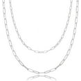 thumbnail image 1 of PAVOI 14K Gold Plated Layered Paperclip Necklace | Double Linked Paper Clip Design | Layering Necklaces for Women | Everyday Jewelry (White Plated), 1 of 5