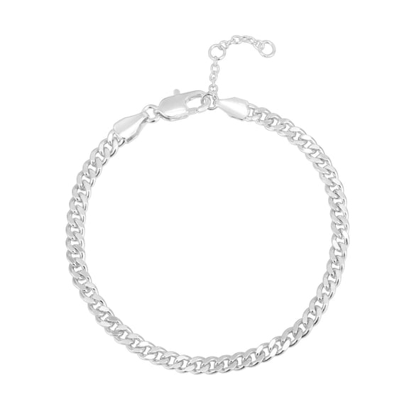 PAVOI 14K Gold Plated Paperclip/Curb/Figaro Chain Adjustable Bracelet for Women (Curb-L, White Gold Plated) C113