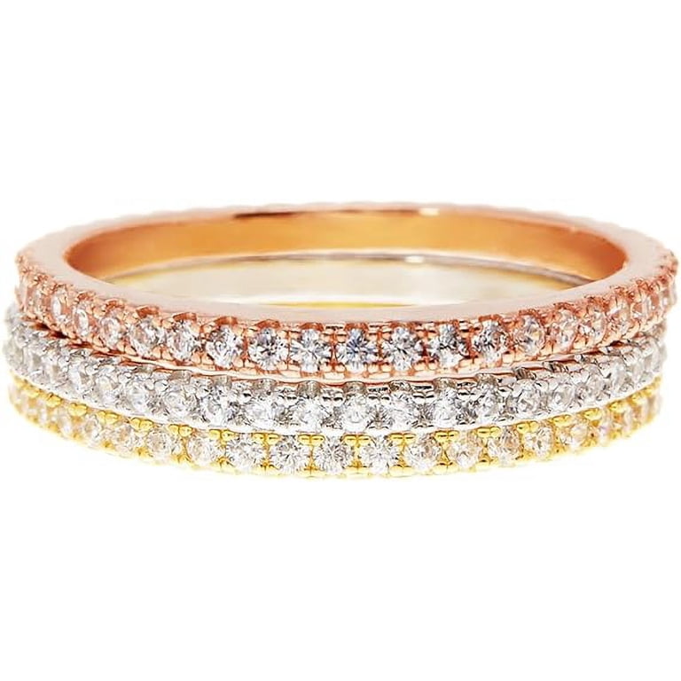 Gold Ring PAVOI 14K Gold Plated Cubic Zirconia Stackable Ring Marquise ...