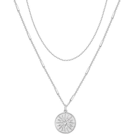PAVOI 14K Gold Plated Sterling Silver Pendant Coin | Chain Necklaces for Women | Best Gift for Her | 15mm Perimeter Gold Plated Coin | White Gold