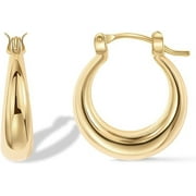 PAVOI 14K Gold Plated Sterling Silver Post Chunky Hoops | Thick Lightweight Gold Hoop Earrings for Women (Yellow Gold, 25mm)