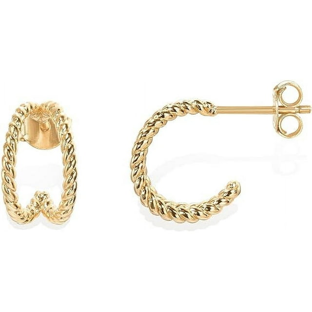 PAVOI 14K Gold Plated Sterling Silver Split Hoop Huggie Earrings in ...