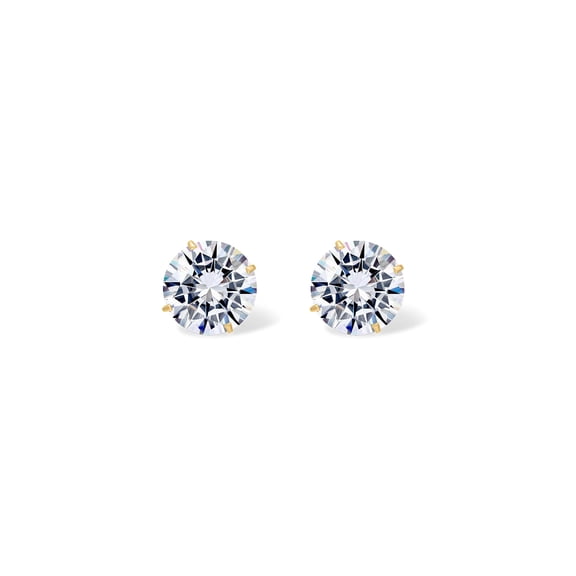 PAVOI 14K Real Yellow Gold Moissanite Stud Earrings for Women | 1.6 Carat Round Lab Created Moissanite Stone Solid Gold Stud Earrings | 6 Millimeters C113