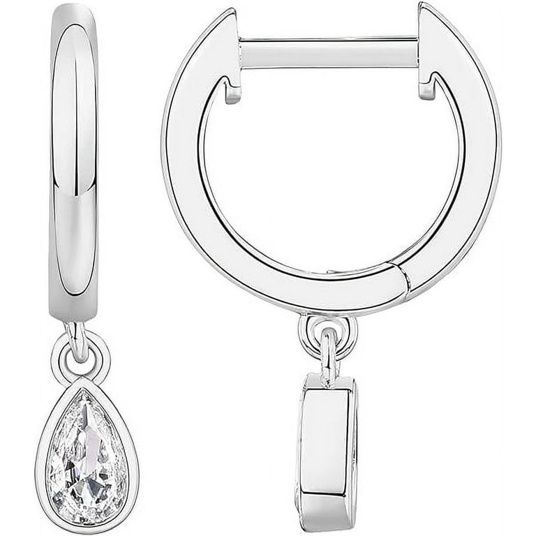 Gold-plated Sterling Silver In Out Hoop Earrings with Post Cubic Zirconia Gold-plated Sterling Silver In Out Hoop Earrings with Post Cubic Zirconia