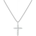 thumbnail image 2 of 14k White Gold Plated CZ Heart Pendant Necklace – Emma Manor, 18" Singapore Chain 2 of 6