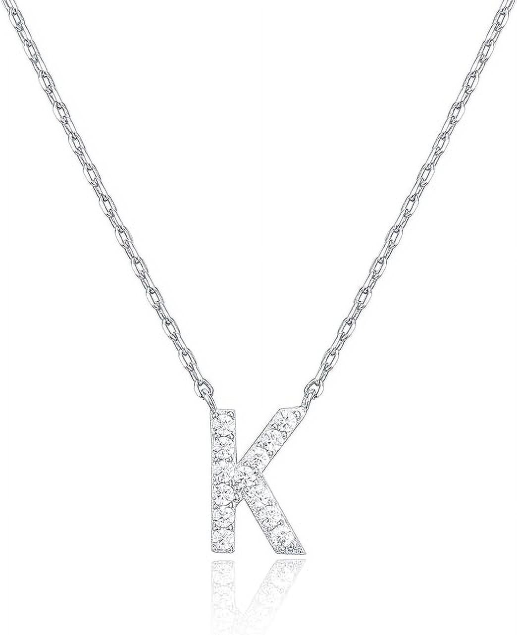 PAVOI 14K White Gold Plated Letter Necklace for Women