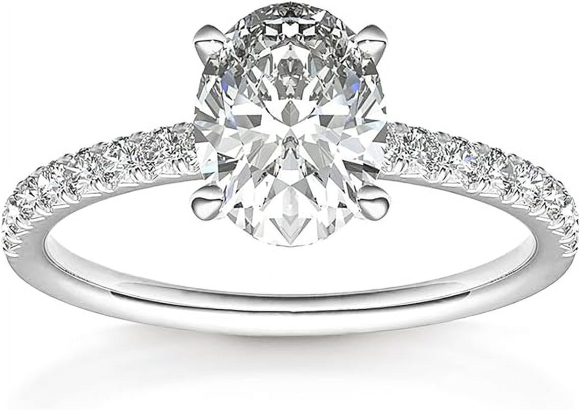 PAVOI 14K White Gold Plated Engagement Ring for Women Wedding Ring