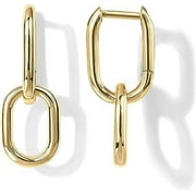 PAVOI 14K Yellow Gold Convertible Link Earrings for Women | Paperclip Link Chain Earrings | Drop Dangle Earrings