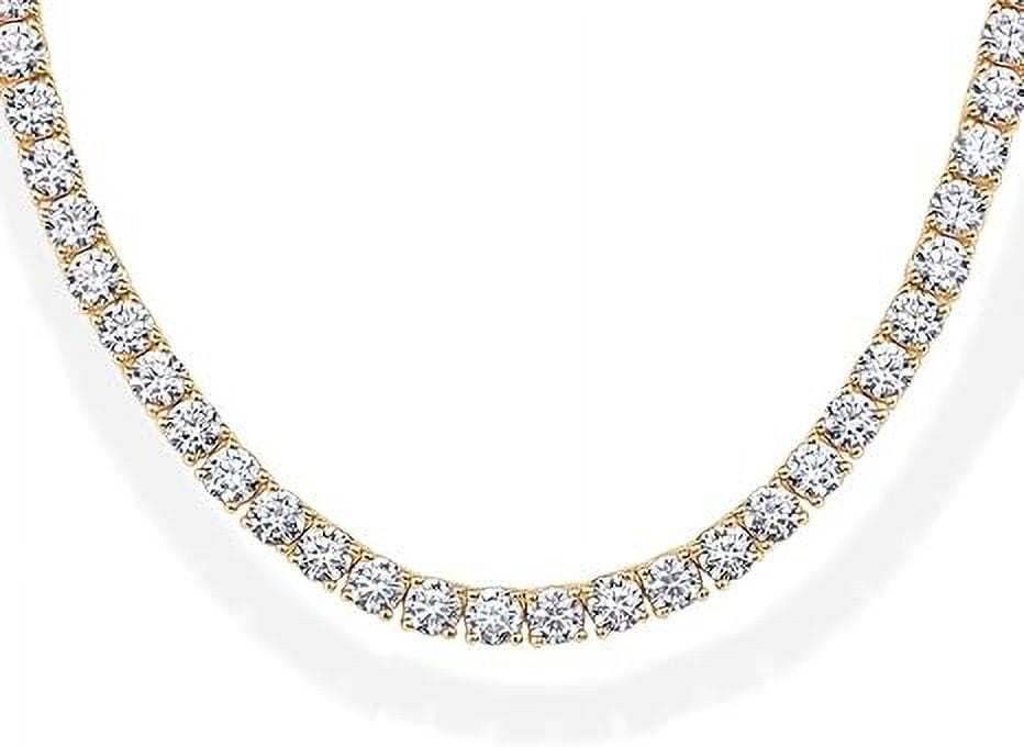 PAVOI 14K Yellow Gold Plated 3mm Simulated Diamond Tennis Necklace for ...