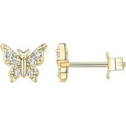 PAVOI 14K Yellow Gold Plated 925 Sterling Silver Post Butterfly Earrings | Womens Butterfly Earrings | Gold Plated for Women Earrings