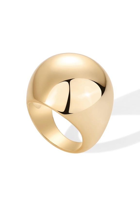 14K Yellow Gold Plated Chunky Domed Statement Ring for Women | Lightweight Trendy Sphere Rings | Statement Jewelry | Size 5 C113