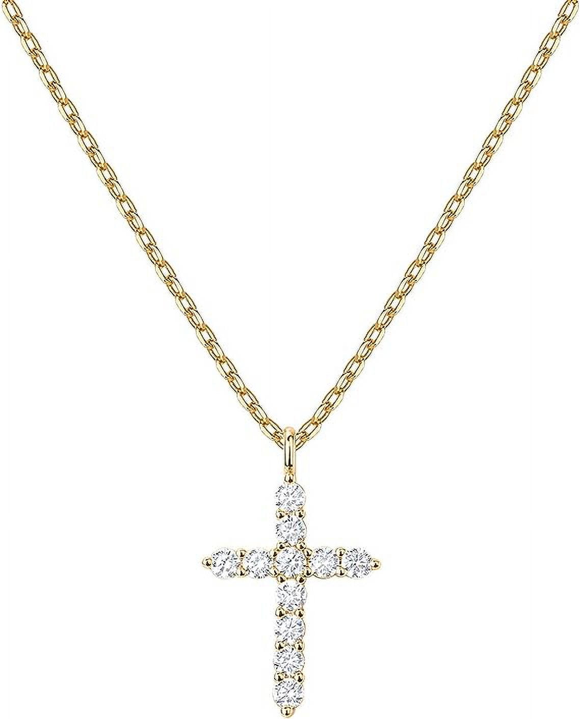 Moissanite cross pendant with 14K gold plated necklace 1 CTW - MSN37133 -  JPB Jewelry Box
